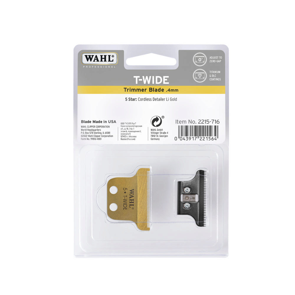  Wahl Professional Detailer T-Wide Blade Gold Titanium 