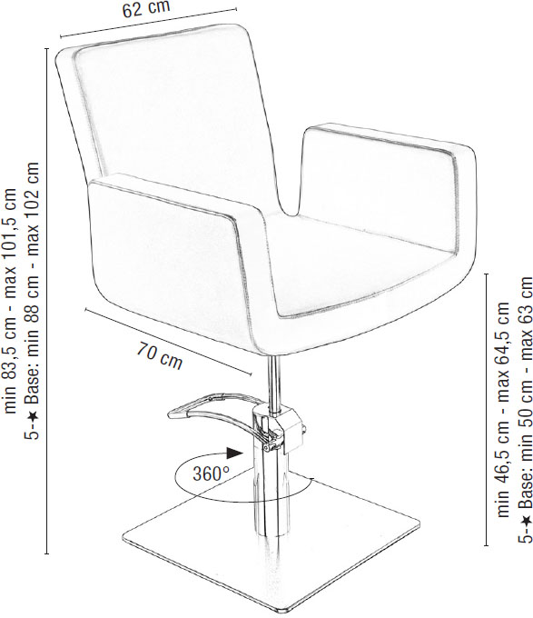  Sibel Attractio Fauteuil de Coiffure Brun / Base Pied Etoile 