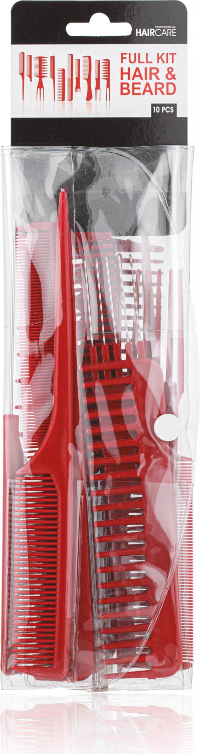 XanitaliaPro Set de Peignes &agrave; Barbe et Cheveux Rouge 
