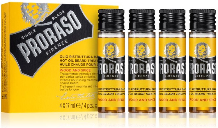  Proraso Hot Oil Beard Treatment, bois et &eacute;pices 4x17 ml 