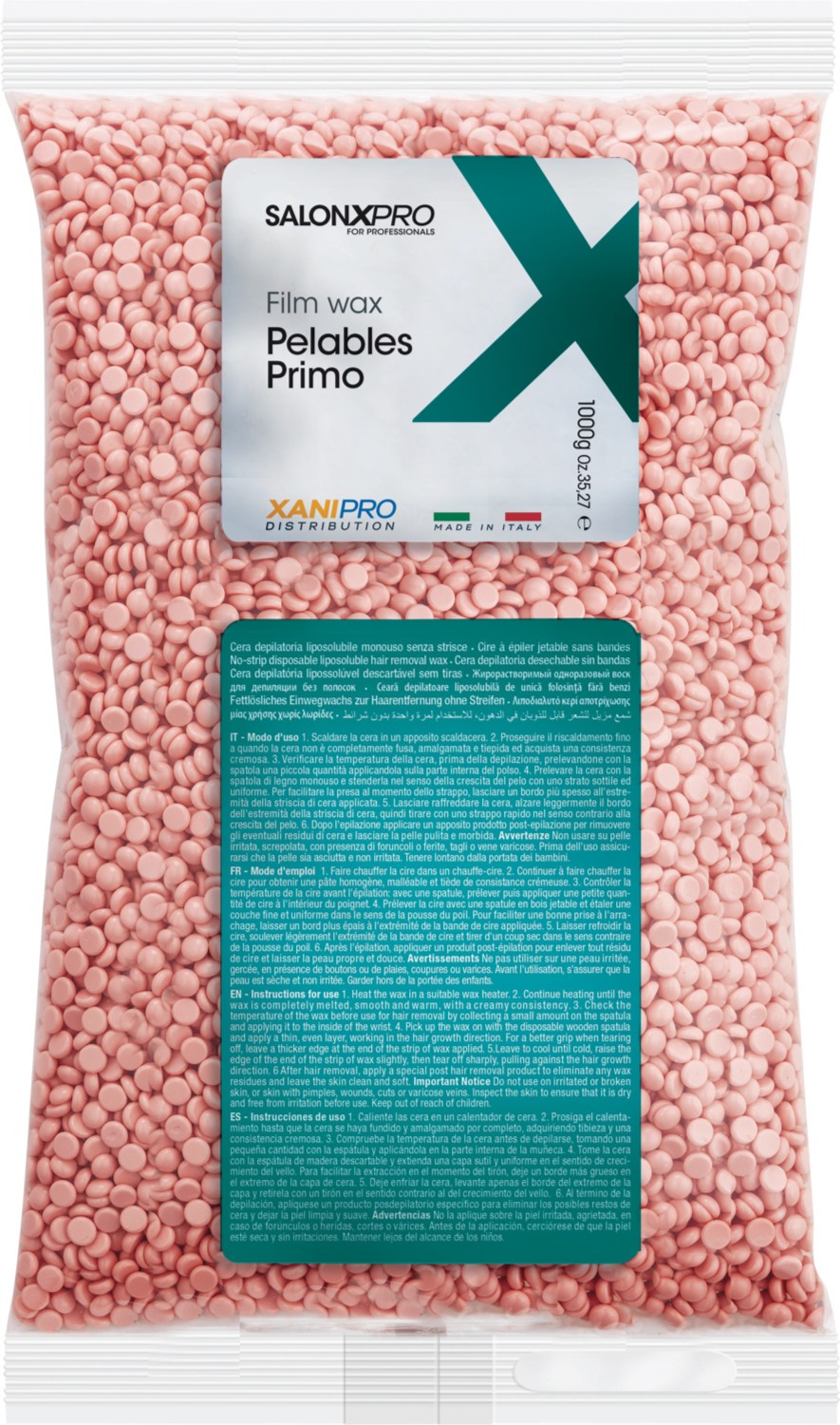  XanitaliaPro Film wax pelables primo brasilian system sachet 1000 g rose 