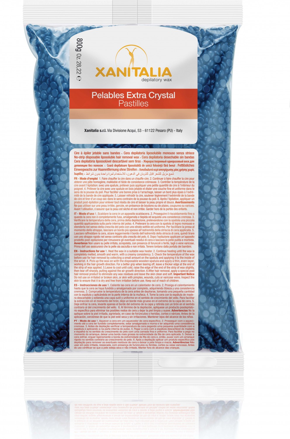  XanitaliaPro Film Wax Pelables Extra Crystal Brasilian System Ocean blue aux sels min&eacute;raux 800 g 