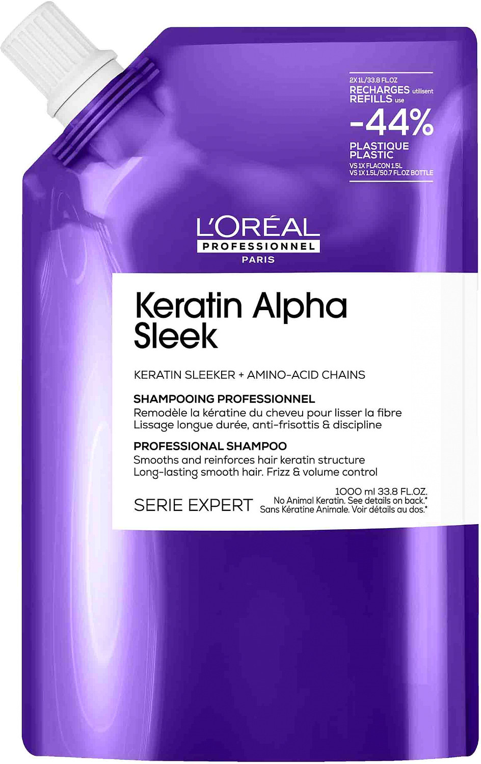  Loreal Keratin Alpha Sleek Shampoo Recharge 1000 ml 