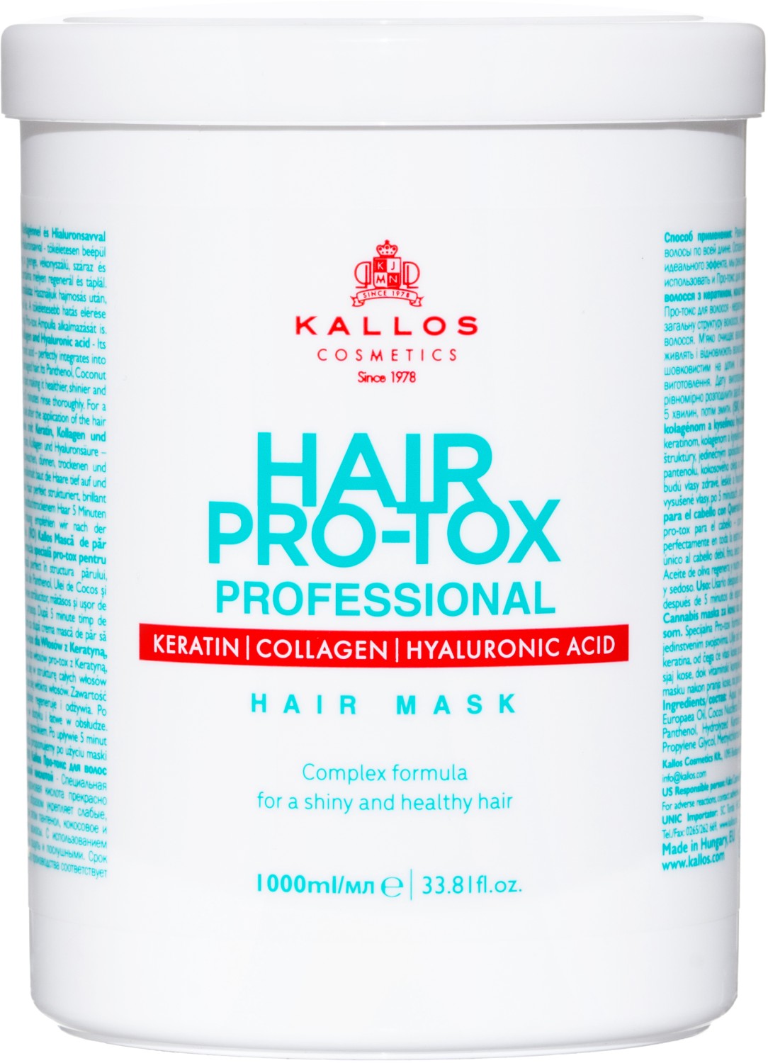  Kallos Hair Pro-Tox Professional Hair Mask 1000 ml 