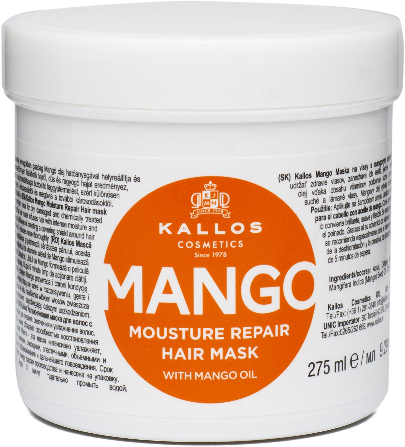  Kallos KJMN Mango Moisture Repair Hair Mask 275 ml 