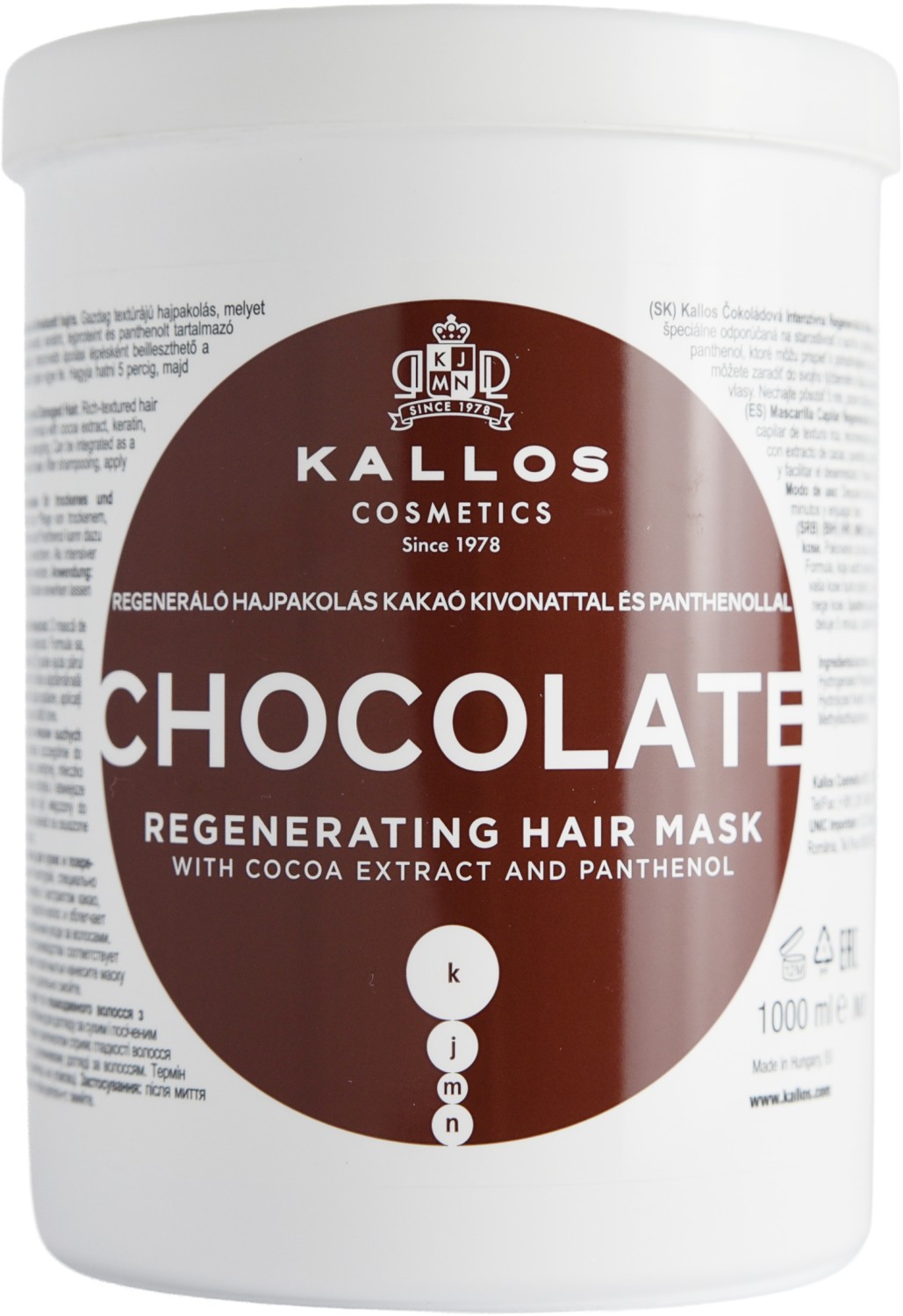  Kallos KJMN Chocolate Regenerating Hair Mask 1000 ml 
