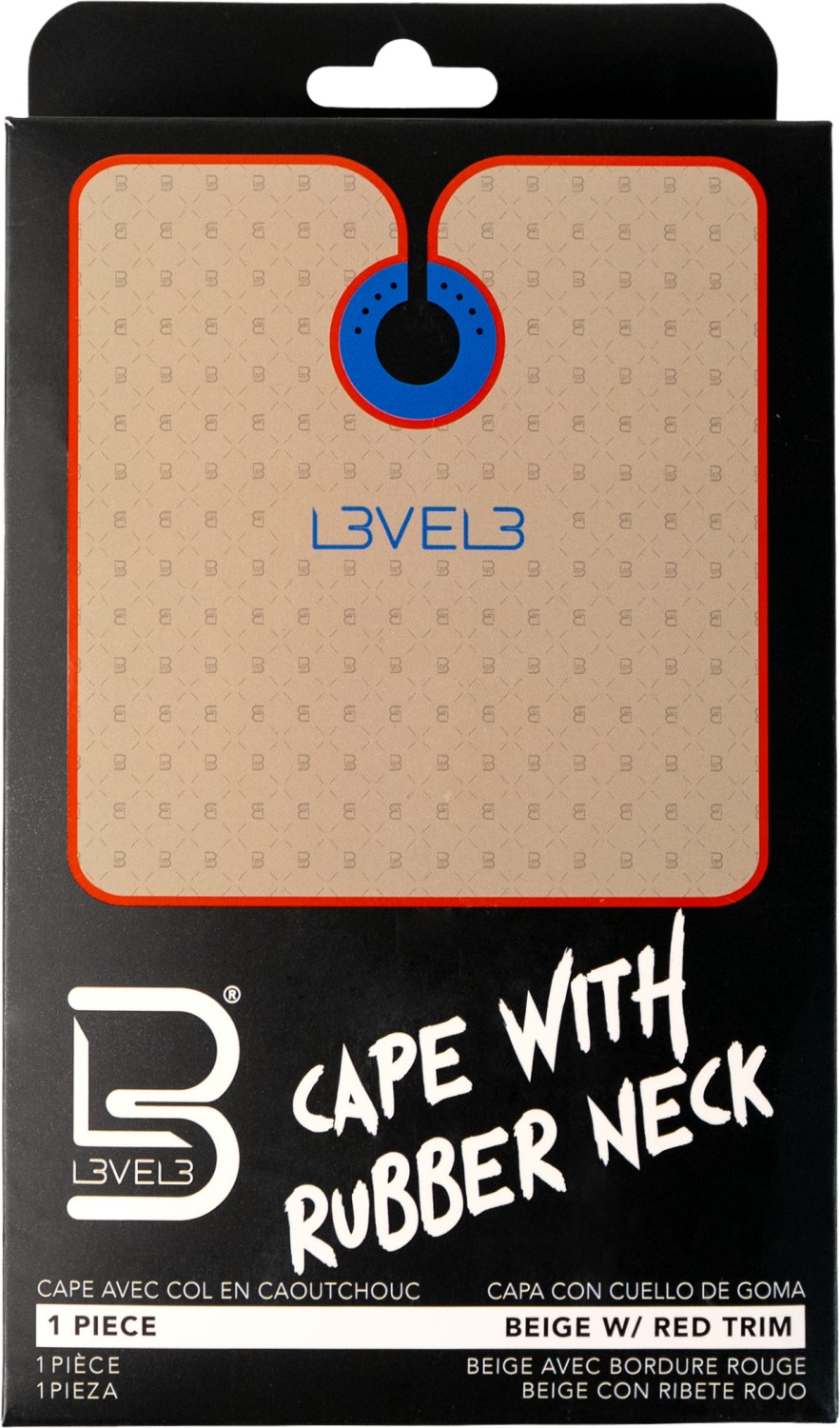  L3VEL3 Cape avec Col en Caoutchouc Beige avec Bordure Rouge 