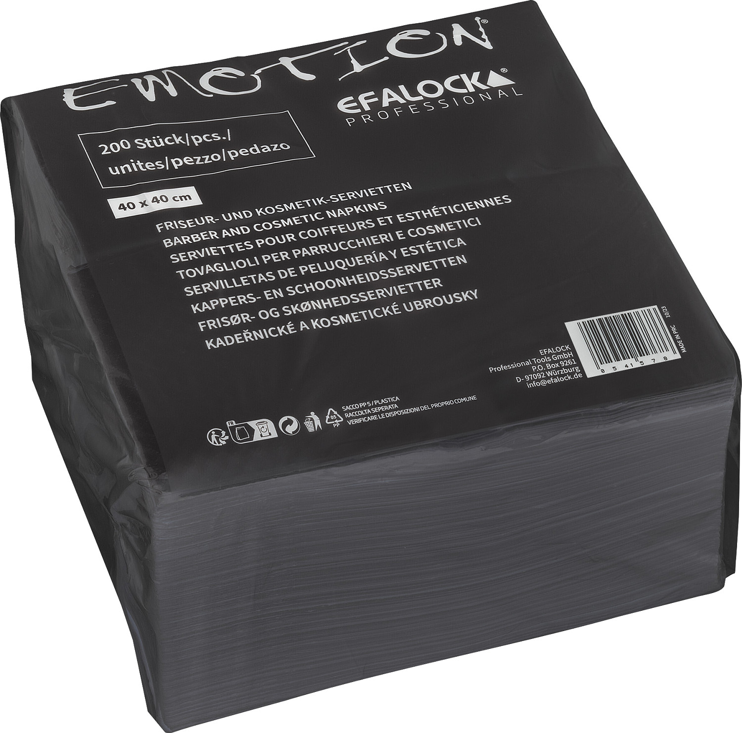  Efalock Emotion Serviettes cosm&eacute;tiques en papier Noir 