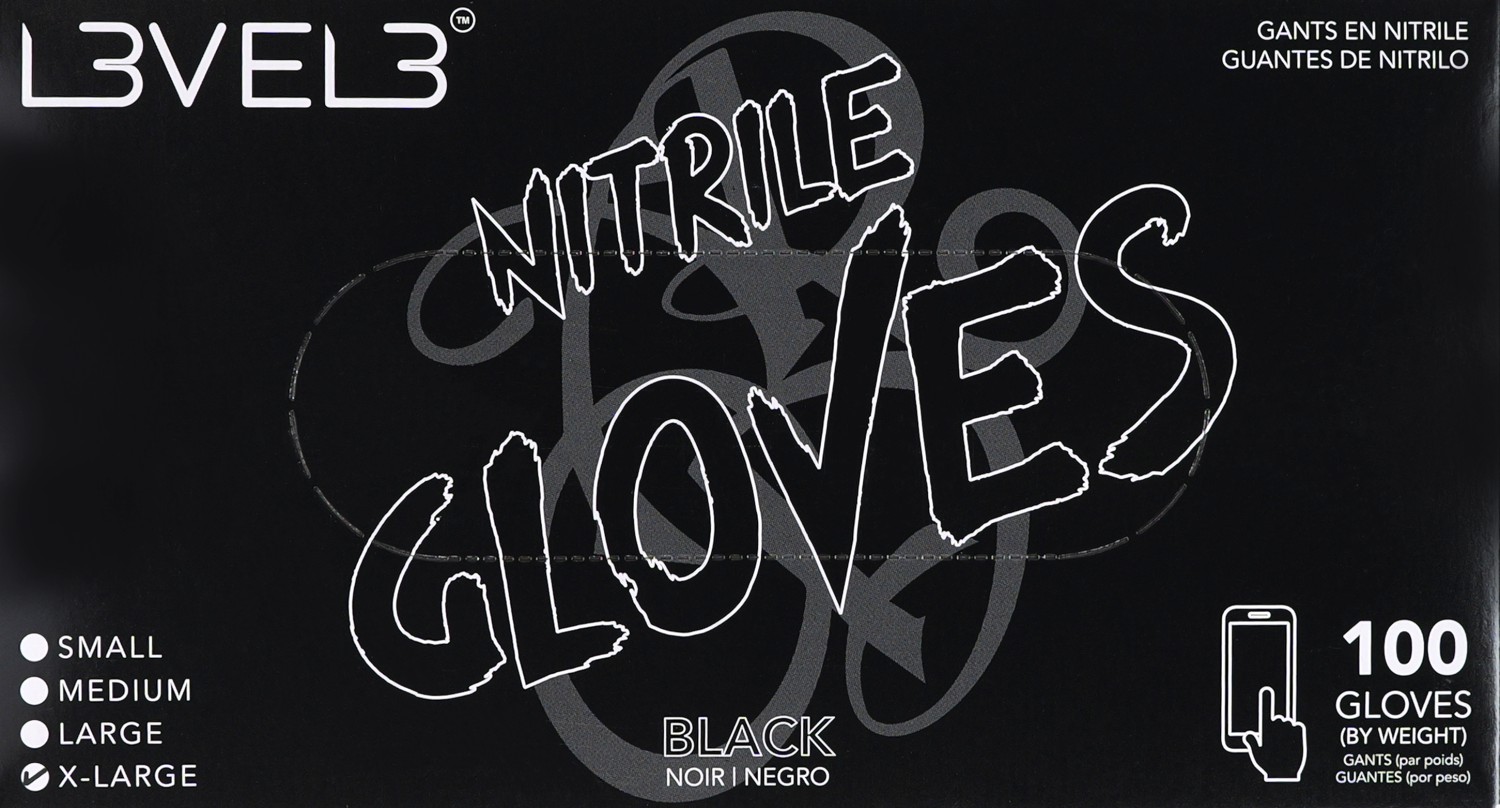  L3VEL3 Gants en nitrile XL Noir 