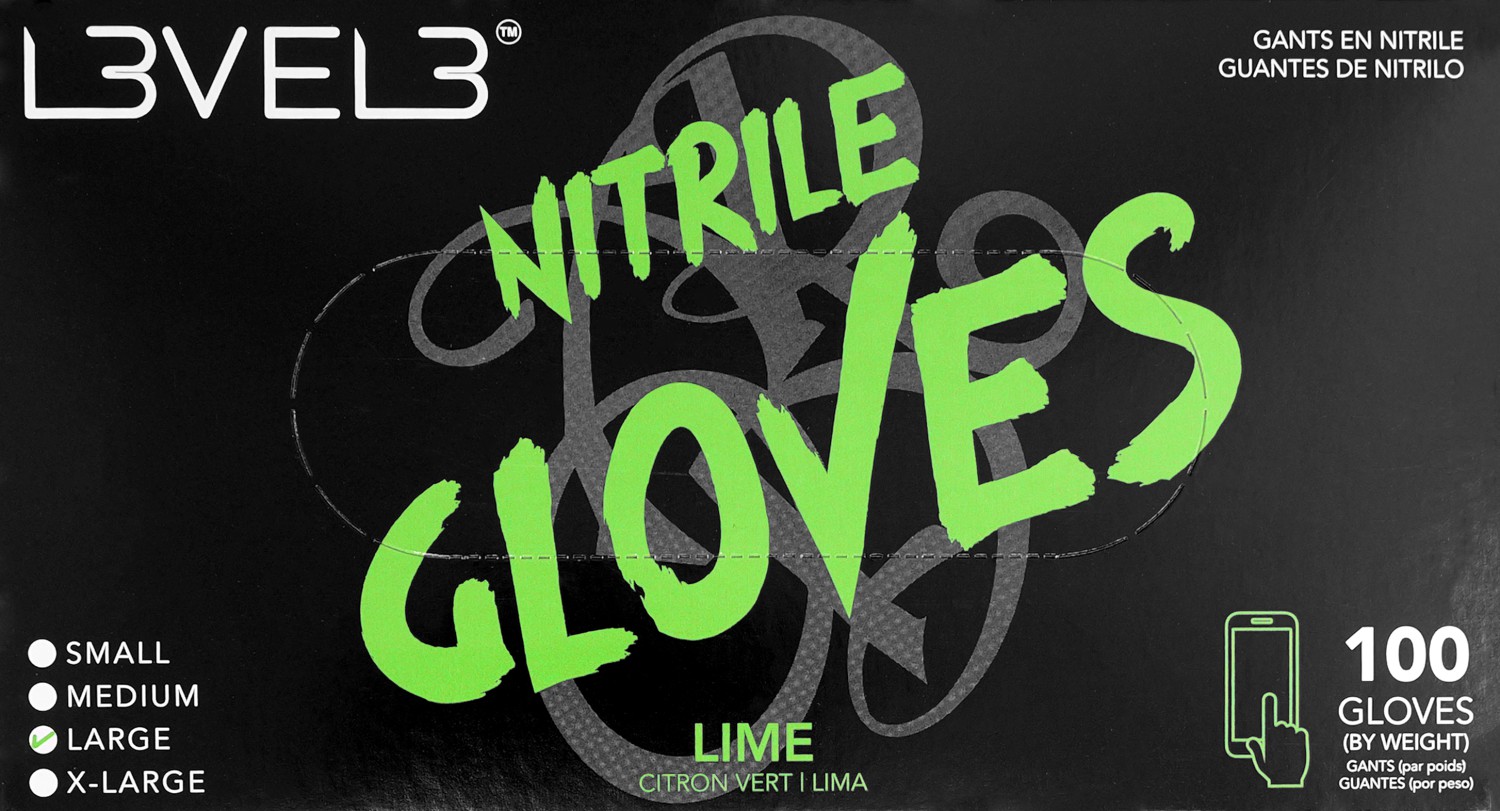  L3VEL3 Gants en nitrile L Citron Vert 