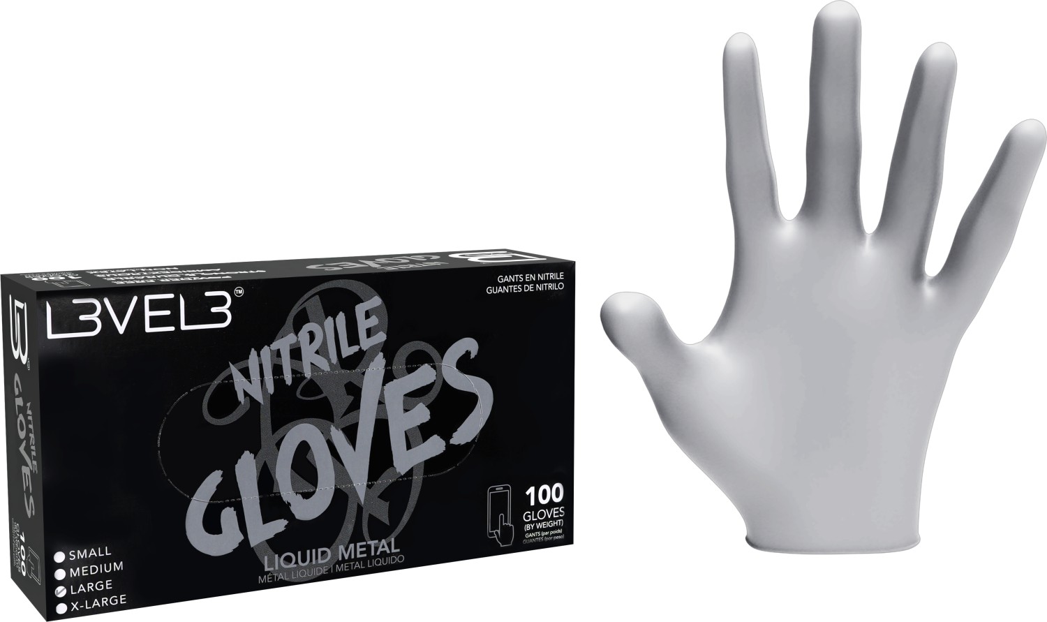 L3VEL3 Gants en nitrile L M&eacute;tal Liquide 