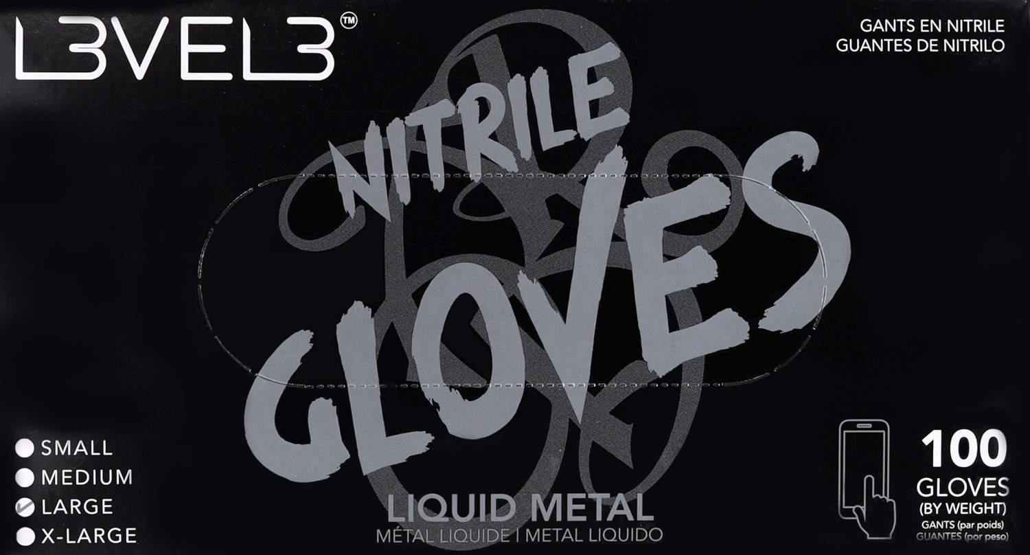  L3VEL3 Gants en nitrile L M&eacute;tal Liquide 