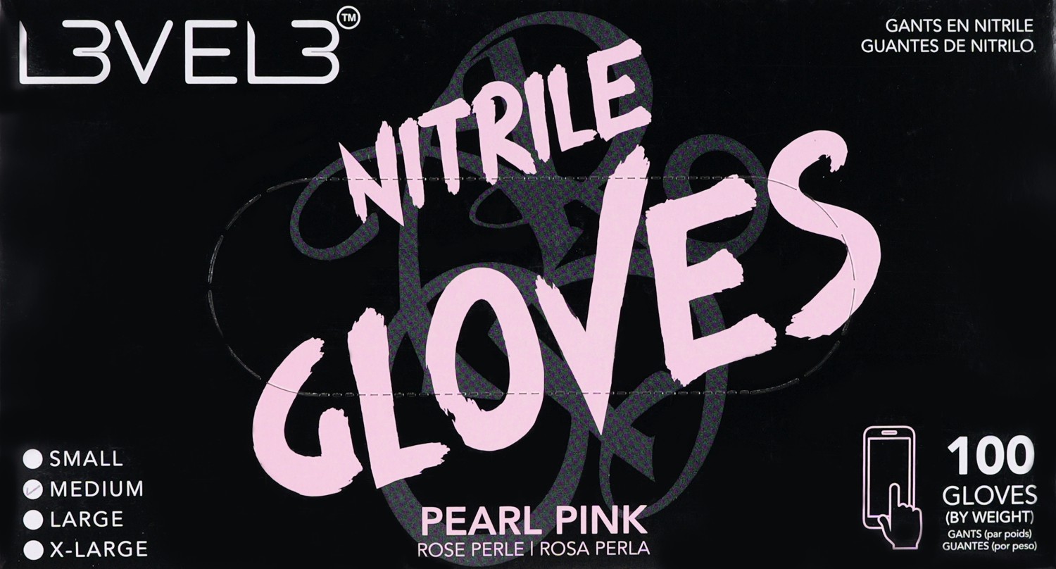  L3VEL3 Gants en nitrile M Rose Perle 