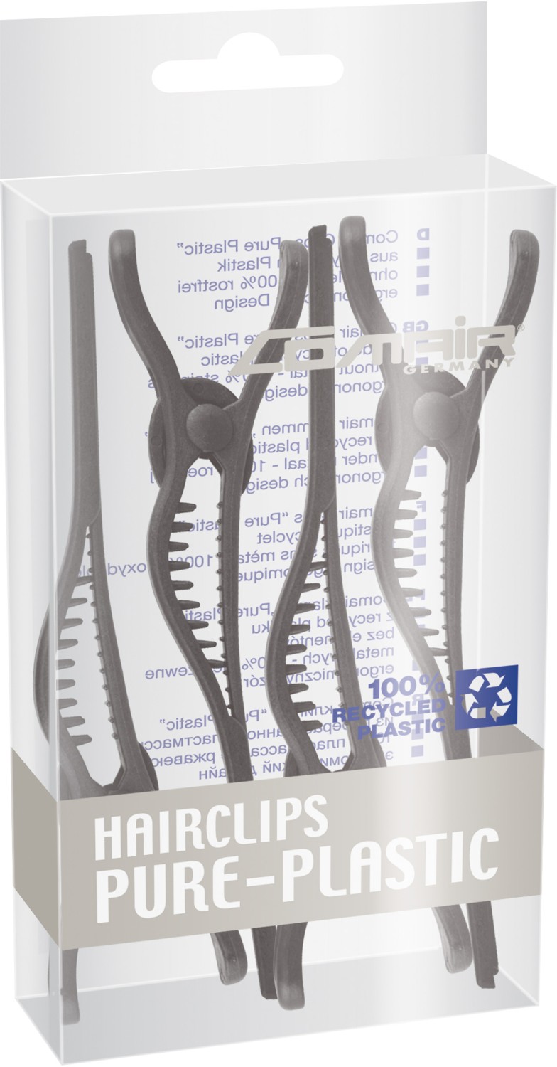  Comair Clips pour cheveux, plastique pur, sachet de 4 unti&eacute;s mati&egrave;re plastique sans M&eacute;tal 